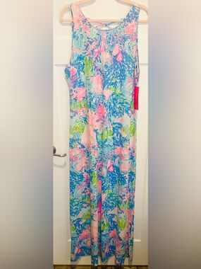lilly pulitzer loro maxi dress Lilly Pulitzer Loro Midi Dress Blue Peri Sunrise Bay LG at Amazon Women's  Clothing store